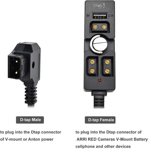 COMeap Dtap Splitter, Equipped with USB Type C Port and 2X Dtap Female Port for V-Mount Camera Battery P-tap Hub with 1/4 Screw LED Indicator Coiled Cable 1.58Ft-3.25Ft in Saudi Arabia