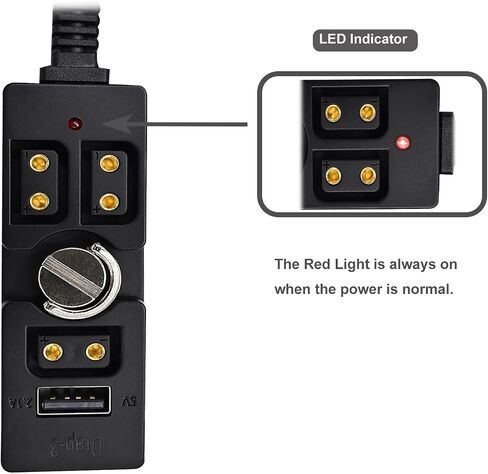 COMeap Dtap Splitter, Equipped with USB Type C Port and 2X Dtap Female Port for V-Mount Camera Battery P-tap Hub with 1/4 Screw LED Indicator Coiled Cable 1.58Ft-3.25Ft in Saudi Arabia