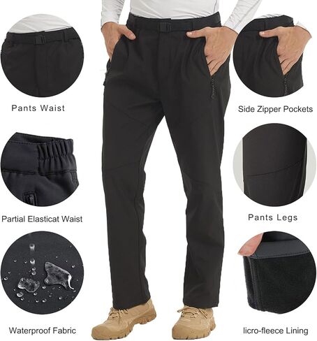 YUSHOW رجل الثلوج بناطيل تزلج مقاوم للماء صوف مبطن معزول يندبروف الشتاء سوفتشيل السراويل للرجال الصيد التنزه المشي in Kuwait