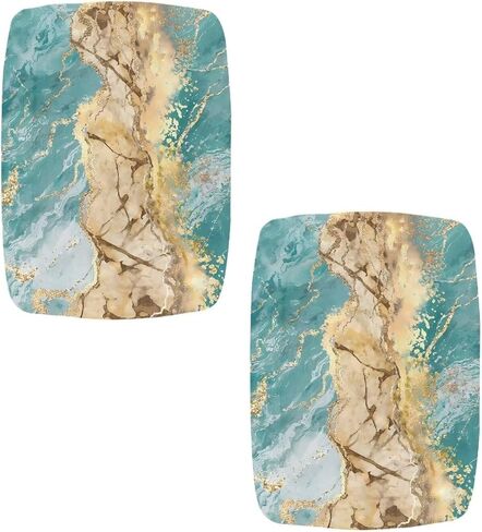 Bar Stool Covers Teal Marble Print Saddle Bar Stool Slipcover Set of 2 Stool Covers with Elastic Band Stool Cushion Vanity Slipcover Stool for Wooden Metal Rectangle Bench in Saudi Arabia