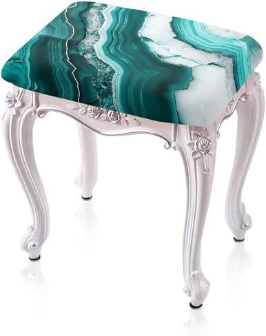 Bar Stool Covers Teal Marble Print Saddle Bar Stool Slipcover Set of 2 Stool Covers with Elastic Band Stool Cushion Vanity Slipcover Stool for Wooden Metal Rectangle Bench in Saudi Arabia