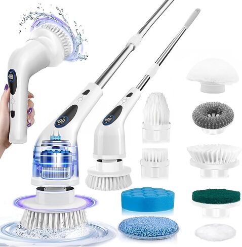 Electric Spin Scrubber,3 Speeds Rotating Scrubber for Cleaning, Cordless Scrub Brush with 9 Replaceable Head,Shower Cleaning Brush with 3 Extension Long Handle,Power Scrub for Bathroom Tub Tile Floor in Saudi Arabia