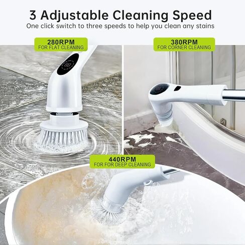 Electric Spin Scrubber,3 Speeds Rotating Scrubber for Cleaning, Cordless Scrub Brush with 9 Replaceable Head,Shower Cleaning Brush with 3 Extension Long Handle,Power Scrub for Bathroom Tub Tile Floor in Saudi Arabia
