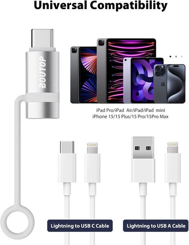 [MFi Certified] Lightning to USB C Adapter, Support 65W PD Fast Charging Compatible with iPhone 15 Series, with Anti-Lost Holder -2 Pack in Saudi Arabia