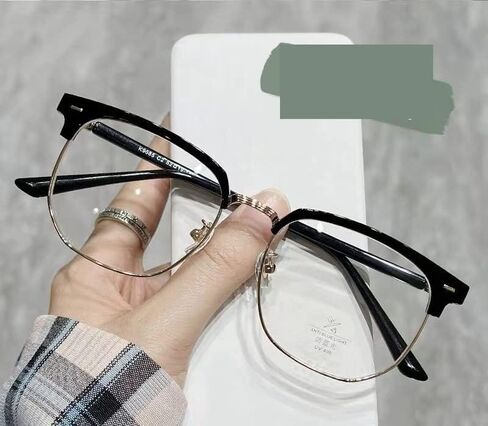 Half Frame Reading Glasses for Men&Women, Anti Eye Strain Square Reading Glasses, Anti UV Readers (Color : Black-Gold, Size : +100) in Saudi Arabia