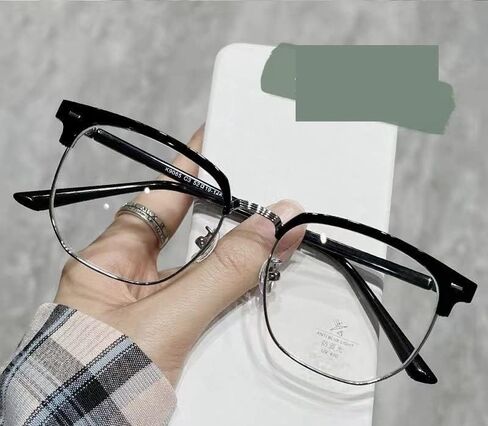 Half Frame Reading Glasses for Men&Women, Anti Eye Strain Square Reading Glasses, Anti UV Readers (Color : Black-Gold, Size : +100) in Saudi Arabia