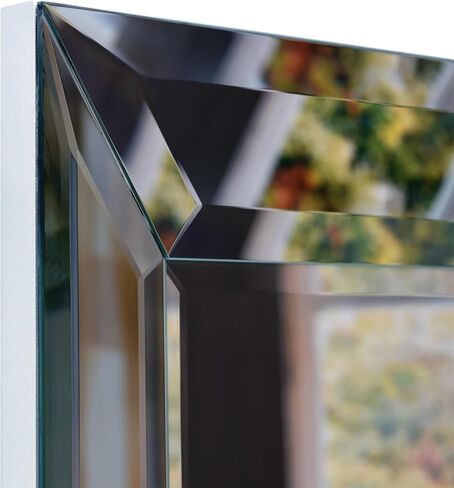 مرآة حائط بإطار فضي من Empire Art Direct مستطيلة الشكل، جاهزة للتعليق، غرفة المعيشة، غرفة النوم والمكتب، 40 بوصة × 30 بوصة × 2.1 بوصة in Kuwait