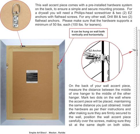 مرآة حائط بإطار فضي من Empire Art Direct مستطيلة الشكل، جاهزة للتعليق، غرفة المعيشة، غرفة النوم والمكتب، 40 بوصة × 30 بوصة × 2.1 بوصة in Kuwait