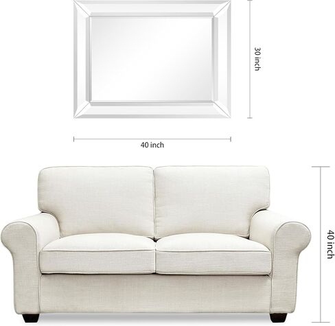 مرآة حائط بإطار فضي من Empire Art Direct مستطيلة الشكل، جاهزة للتعليق، غرفة المعيشة، غرفة النوم والمكتب، 40 بوصة × 30 بوصة × 2.1 بوصة in Kuwait