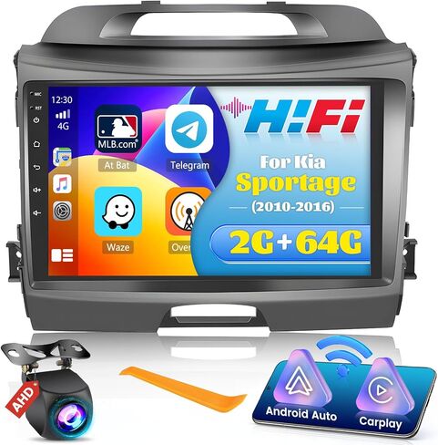 8 Core 4G+64G Android 13 Radio Kit Upgrade for Kia Sportage 2010-2016 with Wireless Carplay&Android Auto, 9 Inch Touch Screen Stereo with GPS WiFi 32EQ DSP 59UI Mic Backup Camera in Kuwait
