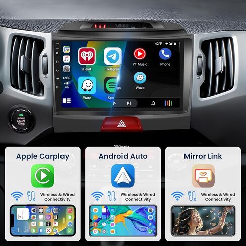 8 Core 4G+64G Android 13 Radio Kit Upgrade for Kia Sportage 2010-2016 with Wireless Carplay&Android Auto, 9 Inch Touch Screen Stereo with GPS WiFi 32EQ DSP 59UI Mic Backup Camera in Kuwait