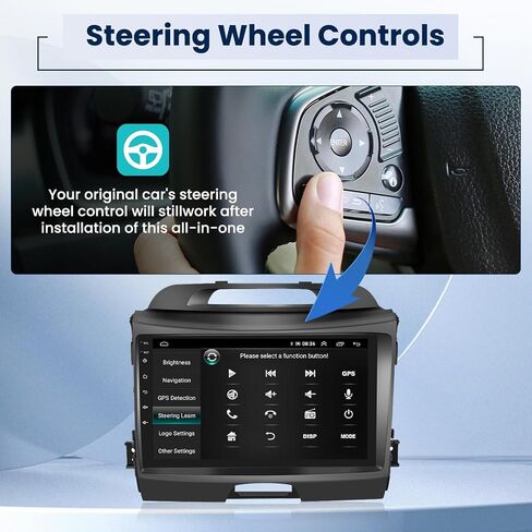8 Core 4G+64G Android 13 Radio Kit Upgrade for Kia Sportage 2010-2016 with Wireless Carplay&Android Auto, 9 Inch Touch Screen Stereo with GPS WiFi 32EQ DSP 59UI Mic Backup Camera in Kuwait