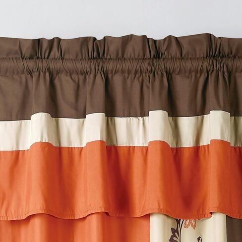 Chezmoi Collection Serene 4-Piece Luxury Orange/Brown/Taupe Autumn Floral Embroidery Window Curtain Panel Set with Sheer Backing Valance Tassels, 120 inch x 84 inch in Saudi Arabia