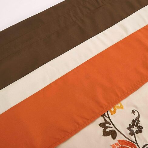Chezmoi Collection Serene 4-Piece Luxury Orange/Brown/Taupe Autumn Floral Embroidery Window Curtain Panel Set with Sheer Backing Valance Tassels, 120 inch x 84 inch in Saudi Arabia