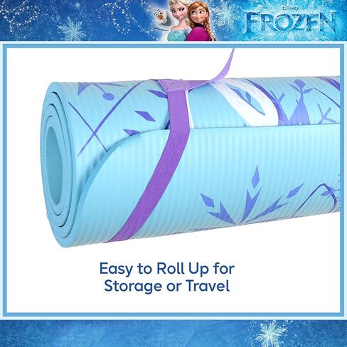 بساط تمرين ديزني فروزن إلسا للأطفال غير قابل للانزلاق، بساط NBR للياقة البدنية والتمرين لجميع الأغراض للأولاد والبنات، أزرق، 10 ملم in Kuwait