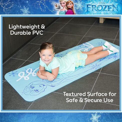 بساط تمرين ديزني فروزن إلسا للأطفال غير قابل للانزلاق، بساط NBR للياقة البدنية والتمرين لجميع الأغراض للأولاد والبنات، أزرق، 10 ملم in Kuwait