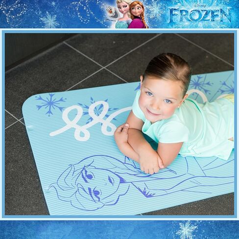 بساط تمرين ديزني فروزن إلسا للأطفال غير قابل للانزلاق، بساط NBR للياقة البدنية والتمرين لجميع الأغراض للأولاد والبنات، أزرق، 10 ملم in Kuwait
