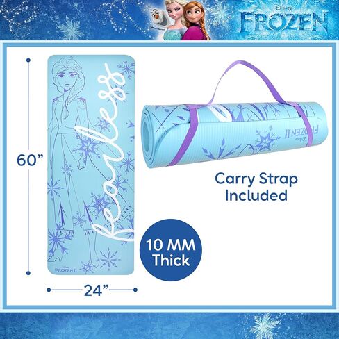 بساط تمرين ديزني فروزن إلسا للأطفال غير قابل للانزلاق، بساط NBR للياقة البدنية والتمرين لجميع الأغراض للأولاد والبنات، أزرق، 10 ملم in Kuwait