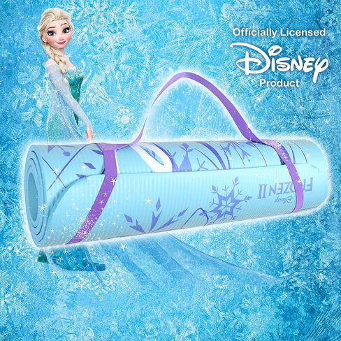 بساط تمرين ديزني فروزن إلسا للأطفال غير قابل للانزلاق، بساط NBR للياقة البدنية والتمرين لجميع الأغراض للأولاد والبنات، أزرق، 10 ملم in Kuwait