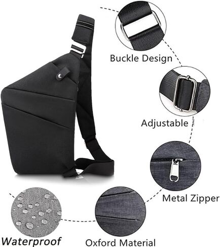 North Carry Slim Sling Bag,Fashion Anti-thief Slim Sling Bag,2023 New North Carry Slim Sling Bag for Women & Men (Color : Black left shoulder) in Saudi Arabia