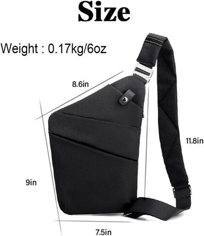 North Carry Slim Sling Bag,Fashion Anti-thief Slim Sling Bag,2023 New North Carry Slim Sling Bag for Women & Men (Color : Black left shoulder) in Saudi Arabia