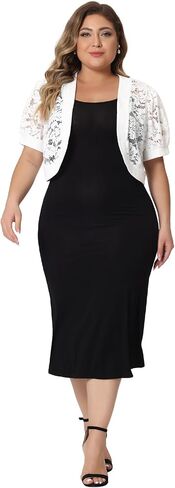 Agnes Orinda Plus Size Cropped Cardigans for Women Open Front Short Sleeve Floral Lace Sheer Bolero Shrugs for Dresses in Saudi Arabia