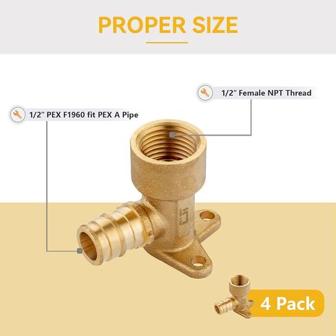10 Pack PEX A Expansion 90° Elbow,1/2 Inch F1960 Brass Pex A Full Flow Expansion Fittings,1/2"x 1/2" Elbow for PEX A Pipe Tubing Connection in Kuwait