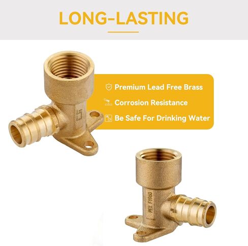 10 Pack PEX A Expansion 90° Elbow,1/2 Inch F1960 Brass Pex A Full Flow Expansion Fittings,1/2"x 1/2" Elbow for PEX A Pipe Tubing Connection in Kuwait