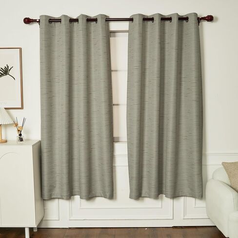 INLINAS 52W x 84L Inch Premium Jacquard 100% Blackout Curtains with Greek Key Pattern for Enhanced Comfort and Style Set of 2 Panels, Light Brown in Saudi Arabia