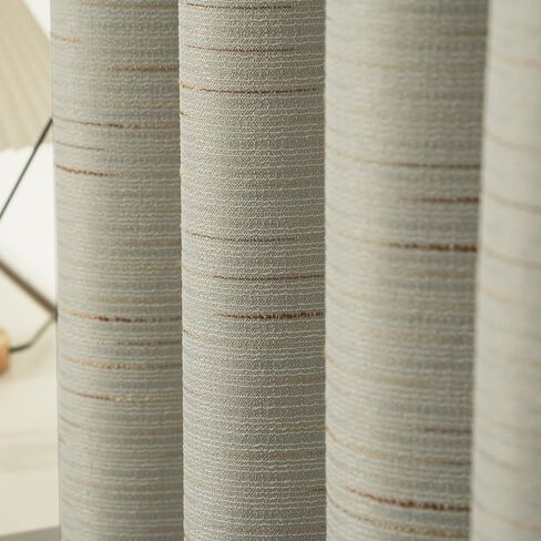 INLINAS 52W x 84L Inch Premium Jacquard 100% Blackout Curtains with Greek Key Pattern for Enhanced Comfort and Style Set of 2 Panels, Light Brown in Saudi Arabia