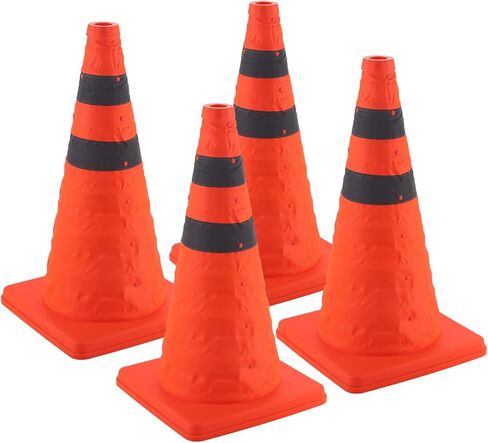 SINGARO 18 inch Traffic Cones, 2PCS Collapsible Orange Cones for Parking, Parking Cones with Reflective Collars, Training Cones, Driveway, Car Interior Accessories in Saudi Arabia