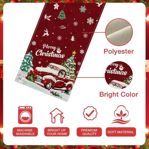 Christmas Table Runner, Red Truck Merry Christmas Table Runner 13 x 72 Inch Table Decoration for Indoor Outdoor Home Party Decor in Saudi Arabia