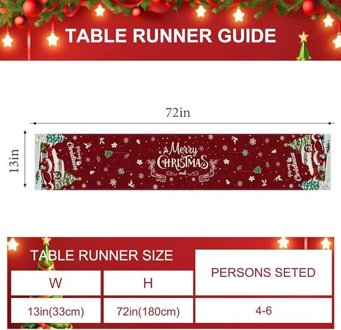 مفرش طاولة عيد الميلاد، شاحنة حمراء عيد ميلاد سعيد، مفرش طاولة مقاس 13 × 72 بوصة لتزيين الطاولة في الأماكن المغلقة والخارجية وديكور حفلات المنزل in Kuwait