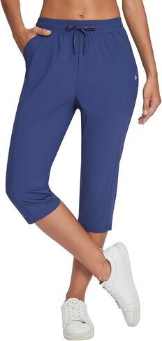 BALEAF Women's Capri Yoga Pants Loose Drawstring Workout Sweatpants High Waist Lounge Pants with Pockets UPF50+ Causal Summer in Saudi Arabia