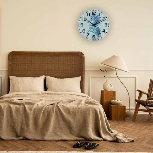 ساعة حائط حصاد الخريف عربة اليقطين باللونين الأزرق والأخضر مع زهور تعمل بالبطارية ساعة حائط صامتة غير موقوتة 10 بوصة لغرفة المعيشة والمطبخ والمنزل والحمام وغرفة النوم in Kuwait