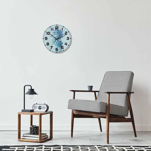 ساعة حائط حصاد الخريف عربة اليقطين باللونين الأزرق والأخضر مع زهور تعمل بالبطارية ساعة حائط صامتة غير موقوتة 10 بوصة لغرفة المعيشة والمطبخ والمنزل والحمام وغرفة النوم in Kuwait