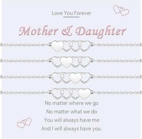 VU100 2/3Pcs Mother Daughter Bracelets Gifts for Mom Daughter Mommy and Me Matching Heart Bracelet for Women Girls Mothers Day Birthday Christmas in Saudi Arabia