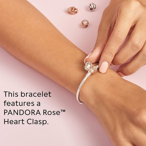 Pandora Moments Heart Clasp Snake Chain Bracelet - Charm Bracelet - Compatible Moments Charms - Comes with Gift Box in Saudi Arabia