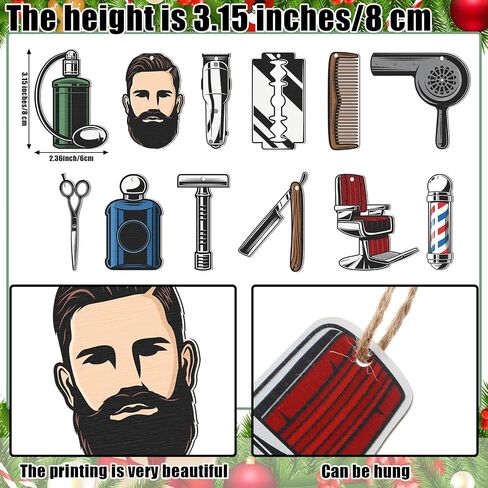 24 Pcs Hairdresser Christmas Tree Ornaments Gifts Wooden Hairstylist Xmas Ornament Hanging Hair Salon Christmas Decorations Makeup Decorative Hanging Ornaments for Hair Salon Home(Women) in Saudi Arabia