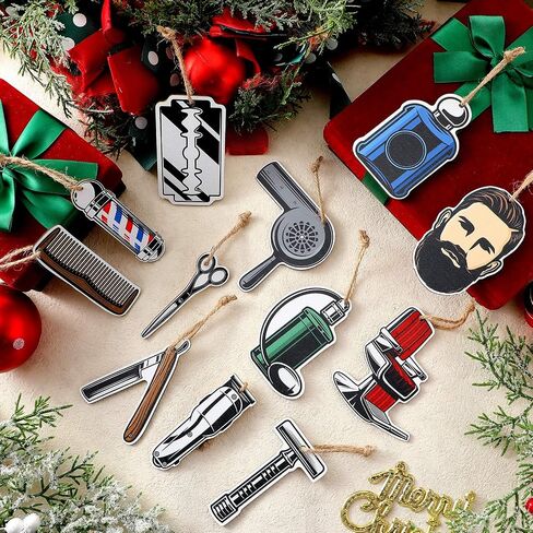 24 Pcs Hairdresser Christmas Tree Ornaments Gifts Wooden Hairstylist Xmas Ornament Hanging Hair Salon Christmas Decorations Makeup Decorative Hanging Ornaments for Hair Salon Home(Women) in Saudi Arabia