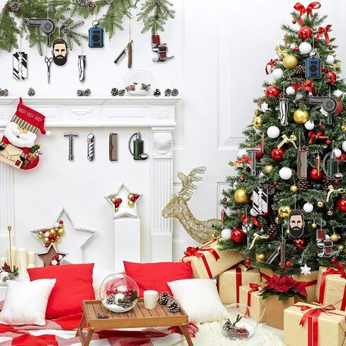24 Pcs Hairdresser Christmas Tree Ornaments Gifts Wooden Hairstylist Xmas Ornament Hanging Hair Salon Christmas Decorations Makeup Decorative Hanging Ornaments for Hair Salon Home(Women) in Saudi Arabia