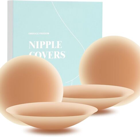 Cakes Body Nipple Covers No Show Sticky Adhesive Silicone Nipple Pasties for Women Reusable Pasty Strapless Bra 2 Pairs Beige in Saudi Arabia