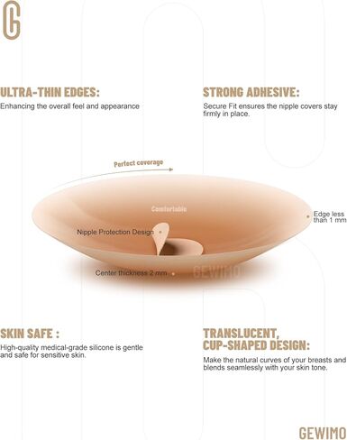 Cakes Body Nipple Covers No Show Sticky Adhesive Silicone Nipple Pasties for Women Reusable Pasty Strapless Bra 2 Pairs Beige in Saudi Arabia