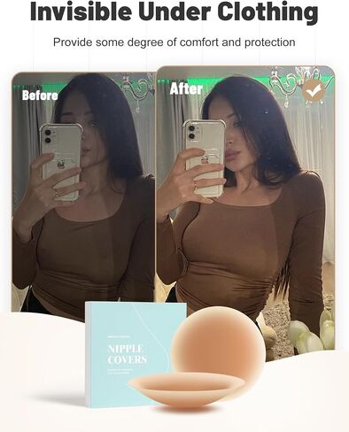 Cakes Body Nipple Covers No Show Sticky Adhesive Silicone Nipple Pasties for Women Reusable Pasty Strapless Bra 2 Pairs Beige in Saudi Arabia