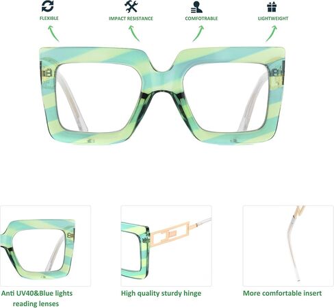 bullabulling Readers Oversized Square Blue Light Blocking Reading Glasses for Women in Saudi Arabia