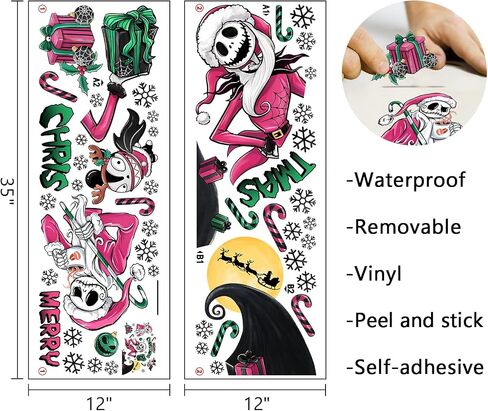 Mfault Merry Christmas Jack Skellington ملصقات الحائط الشارات، أرجواني عيد الميلاد القمر زينة غرفة نوم الأطفال الفن، مضحك السنة الجديدة 2025 حزب ديكور المنزل المطبخ هدية عطلة in Saudi Arabia