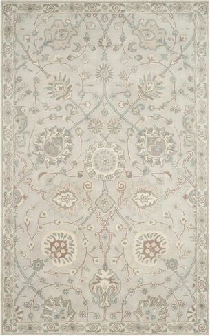 SAFAVIEH Heritage Collection Area Rug - 8' x 10', Silver & Ivory, Handmade Traditional Oriental Wool, Ideal for High Traffic Areas in Living Room, Bedroom (HG824B) in Saudi Arabia