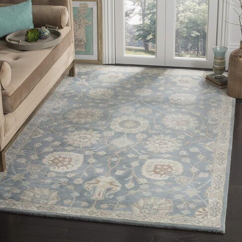 SAFAVIEH Heritage Collection Area Rug - 8' x 10', Silver & Ivory, Handmade Traditional Oriental Wool, Ideal for High Traffic Areas in Living Room, Bedroom (HG824B) in Saudi Arabia