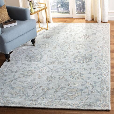 SAFAVIEH Heritage Collection Area Rug - 8' x 10', Silver & Ivory, Handmade Traditional Oriental Wool, Ideal for High Traffic Areas in Living Room, Bedroom (HG824B) in Saudi Arabia