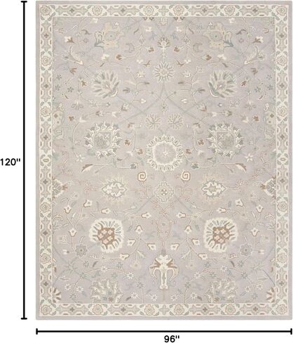 SAFAVIEH Heritage Collection Area Rug - 8' x 10', Silver & Ivory, Handmade Traditional Oriental Wool, Ideal for High Traffic Areas in Living Room, Bedroom (HG824B) in Saudi Arabia